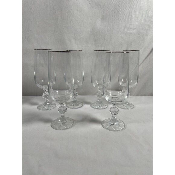ONE (1) Fluted Champagne Import Assoc Crystal Bohemia Claudia Pattern 6.75” - Picture 1 of 6